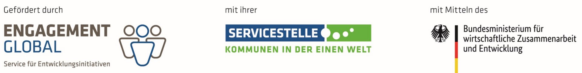 Logosammlung: Engagement Global, Servicestelle - Kommunen in der einen Welt und Bundesministerium für wirtschaftliche Zusammenarbeit und Entwicklung